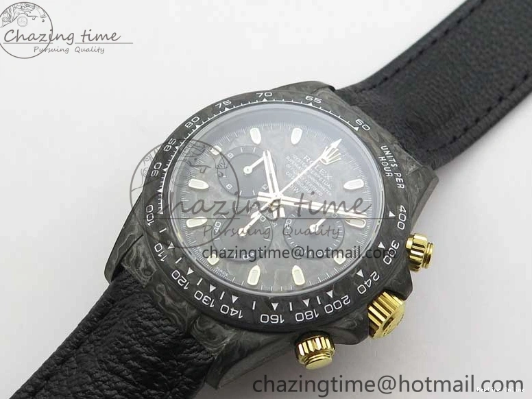 0210 Daytona DIW Carbon OMF Best Edition Carbon Dial on Black Leather Strap A Bright 2836